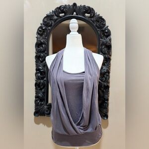 bijubi Halter Top With Draped Neckline And Cami Underneath - Purple/Grey Color